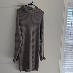 Abercrombie & Fitch Ribbed Cowl Neck Sweater - Gray